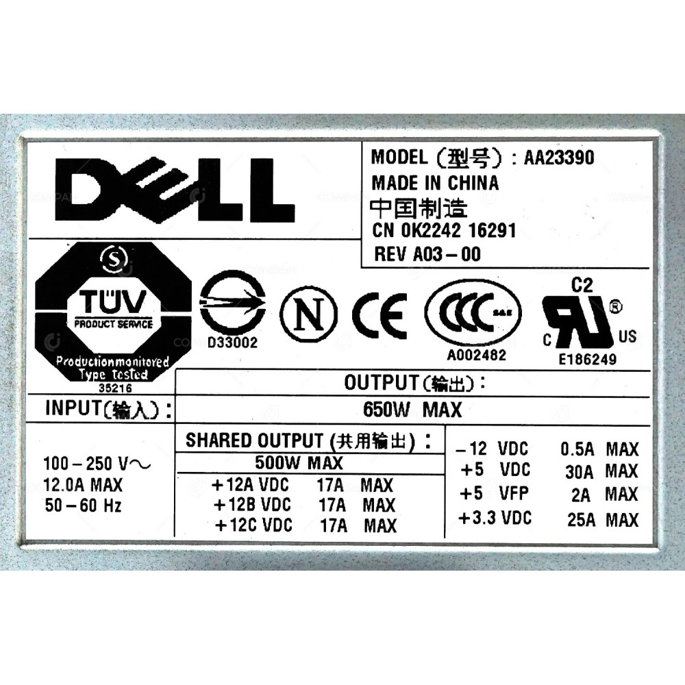 K2242 DELL 650W POWER SUPPLY FOR PRECISION 670 0K2242