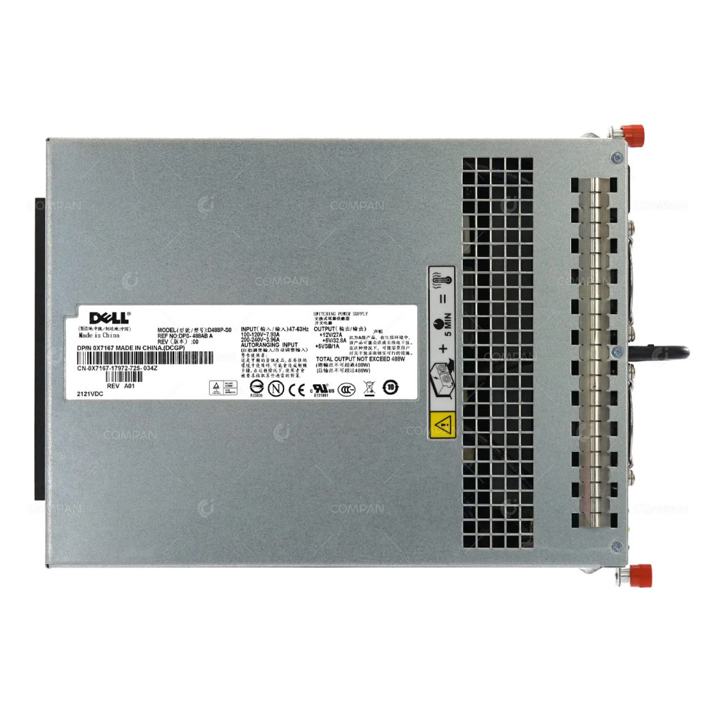 X7167 DELL 488W POWER SUPPLY WITH FAN FOR POWERVAULT MD1000 MD3000 0X7167, DPS-488AB