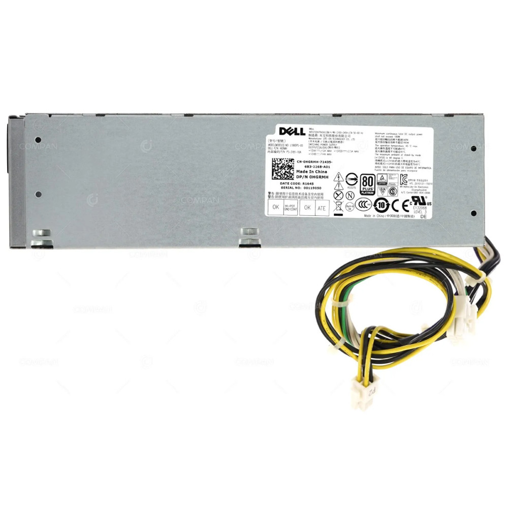 HGRMH DELL 180W POWER SUPPLY FOR OPTIPLEX 3040, 5040, 7040 0HGRMH, L180EPS-00, PS-3181-1DA
