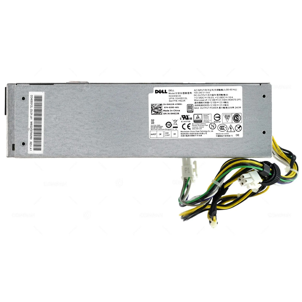 H62JR DELL 240W PSU 80 PLUS BRONZE WITH 4 PIN AND 8 PIN CONNECTOR FOR OPTIPLEX