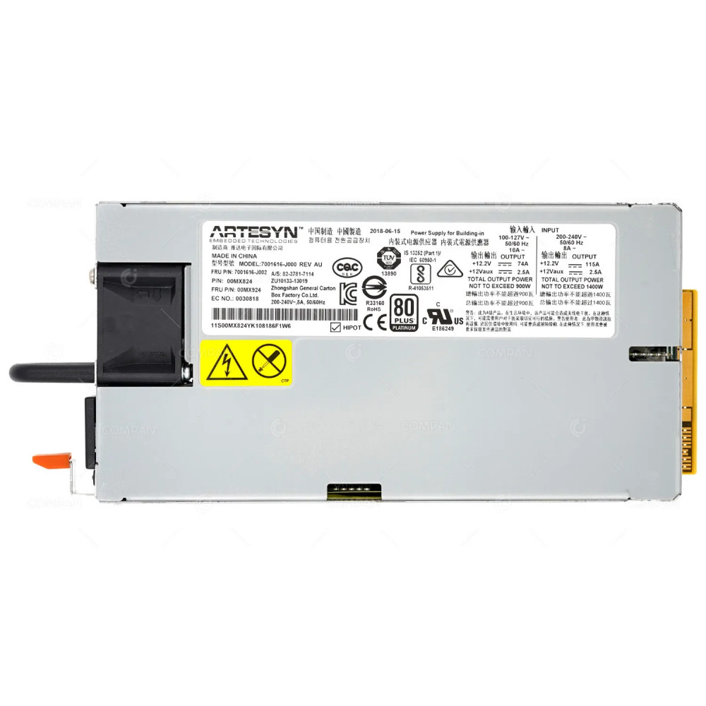 00MX924 IBM POWER SUPPLY 1400W 80 PLUS PLATINUM HOT SWAP 7001616-J000, 7001616-J002, 00MX824, 0030818