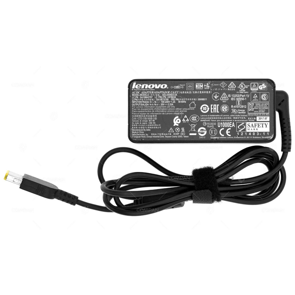 01FR038 LENOVO 45W 20V 2.25A AC ADAPTER ADLX45BDC3A, 00HM611, SA10M42787