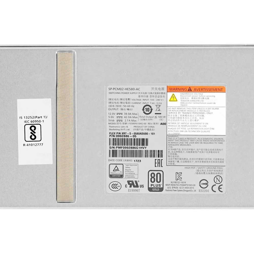 0992886-05 PURE STORAGE 584W POWER SUPPLY FOR 24BAY SFF SAS FLASH ARRAY 12GB EXPANSION SP-PCM02-HE580-AC,  XRT-S-0580ADU00-101