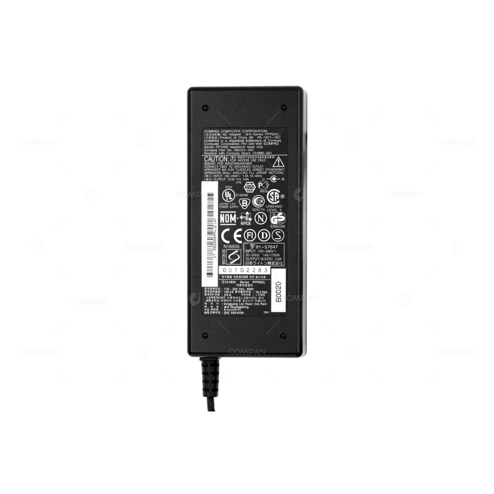 101880-001 HP COMPAQ 101880-001 70W 18.5V 3.8A AC/DC ADAPTER PPP002L, PA-1071-19C, 386315-002