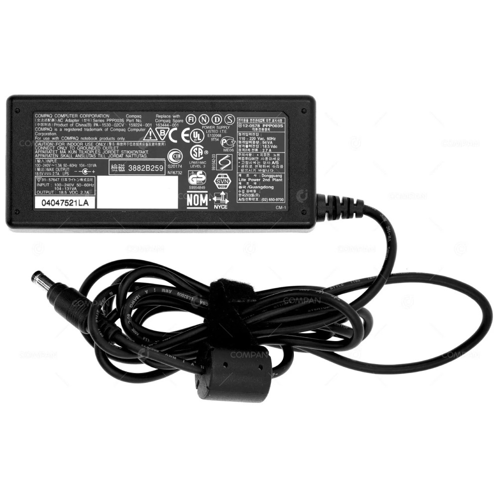 163444-001 HP COMPAQ 50W 18.5V 2.7A AC/DC ADAPTER 159224-001, PA-1530-02CV, PPP003S