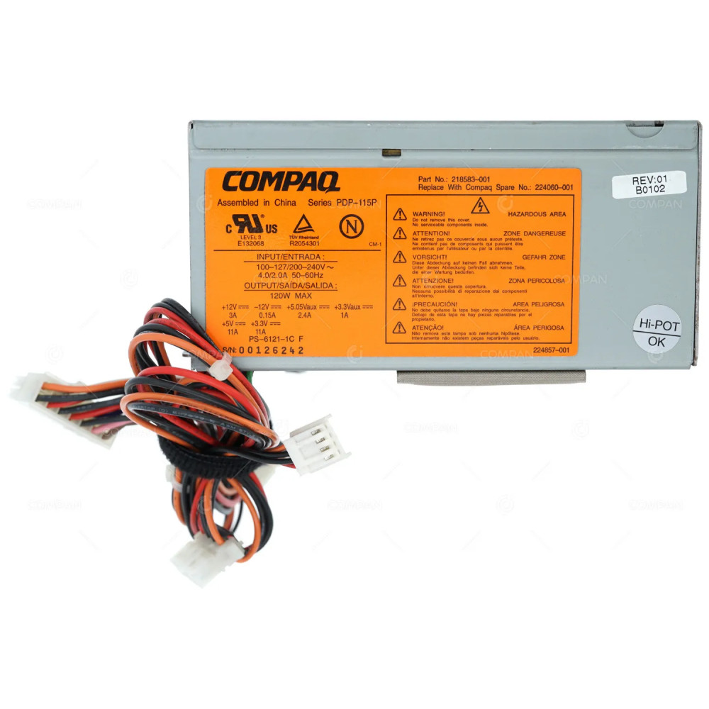 224060-001 HP 120W POWER SUPPLY FOR COMPAQ DESKPRO 218583-001, PDP-115P, PS-6121-1C, 224857-001