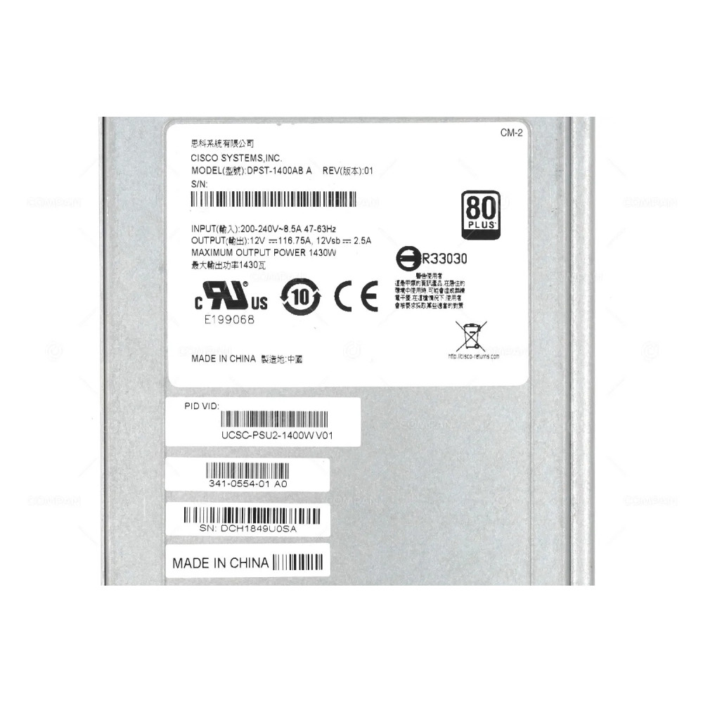 341-0554-01 CISCO 1400W POWER SUPPLY UCSC-PSU2-1400W