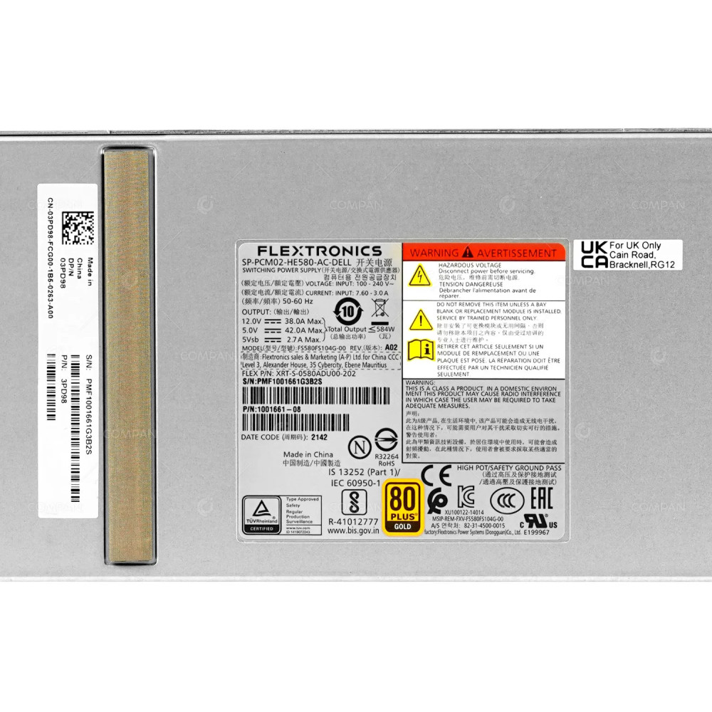 3PD98 DELL SP-PCM02-HE580-AC 584W SWITCHING POWER SUPPLY FOR ME4024 03PD98, 1001661-08