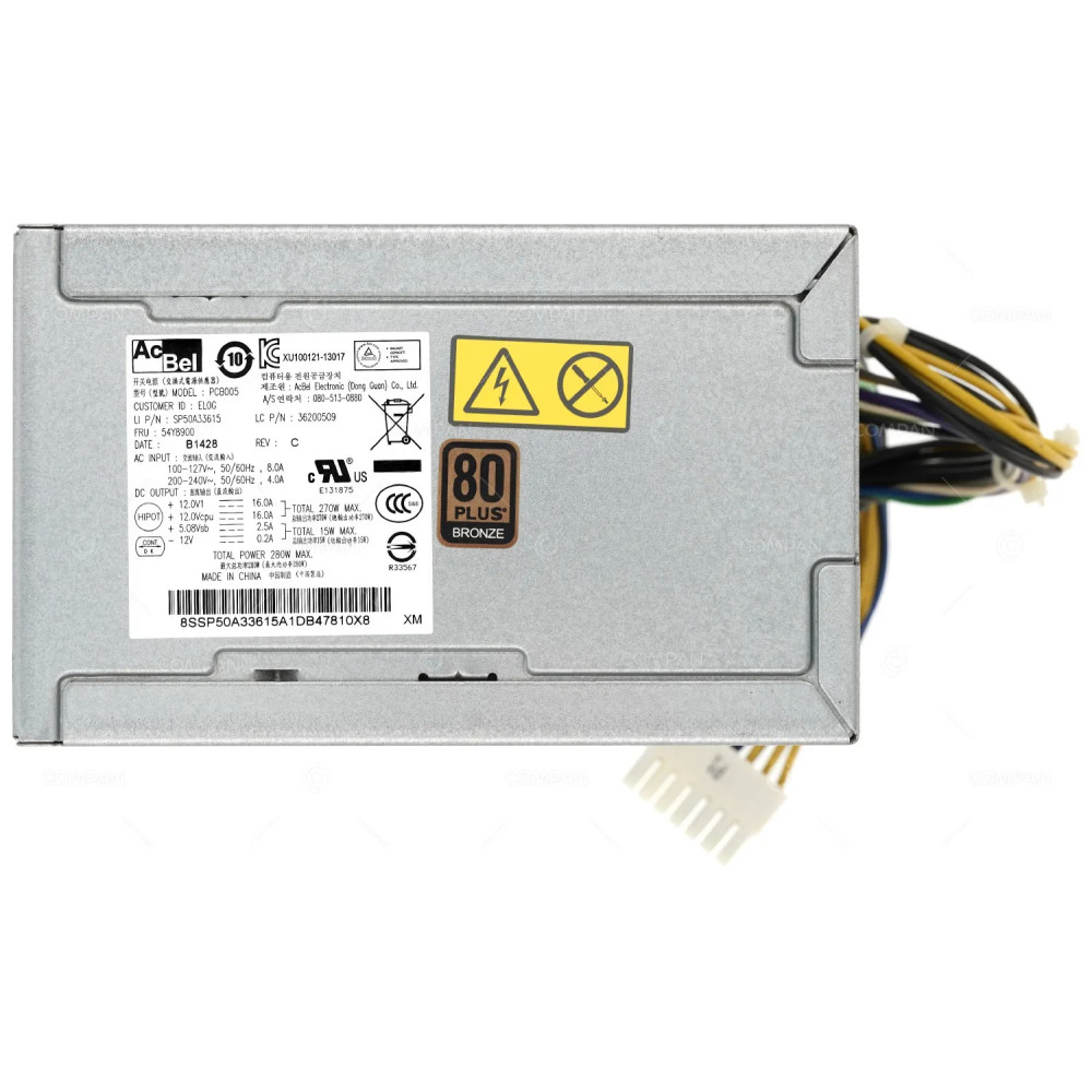54Y8900 LENOVO 280W 80 PLUS BRONZE POWER SUPPLY FOR TS140 SP50A33615,