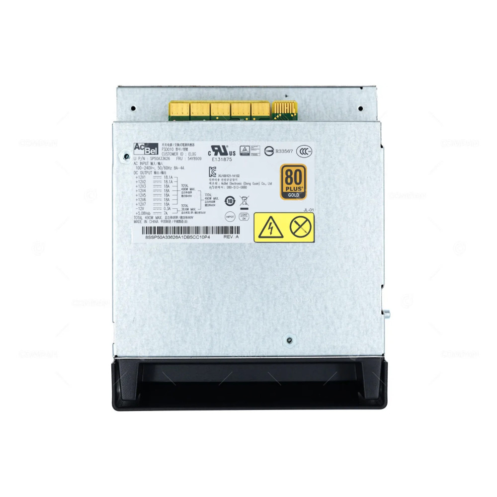 54Y8909 LENOVO 490W POWER SUPLY 80+ GOLD FOT THINKSTATION P500 SP50A33626, FSD010, 080-5130880,