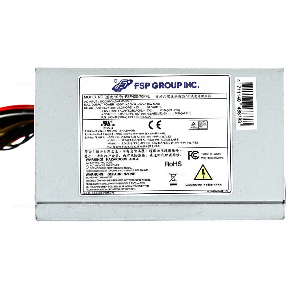 9PA400A101 FSP GROUP 400W 24 PIN 3X MOLEX 3X SATA 80PLUS BRONZE POWER SUPPLY FSP400-70PFL