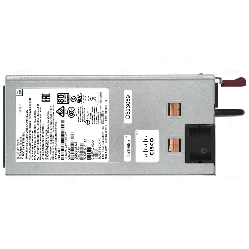 N9K-PAC-1200W CISCO 1200W  PORT SIDE INTAKE AC POWER SUPPLY FOR NEXUS 9300 341-0624-01, DPST-1200CB
