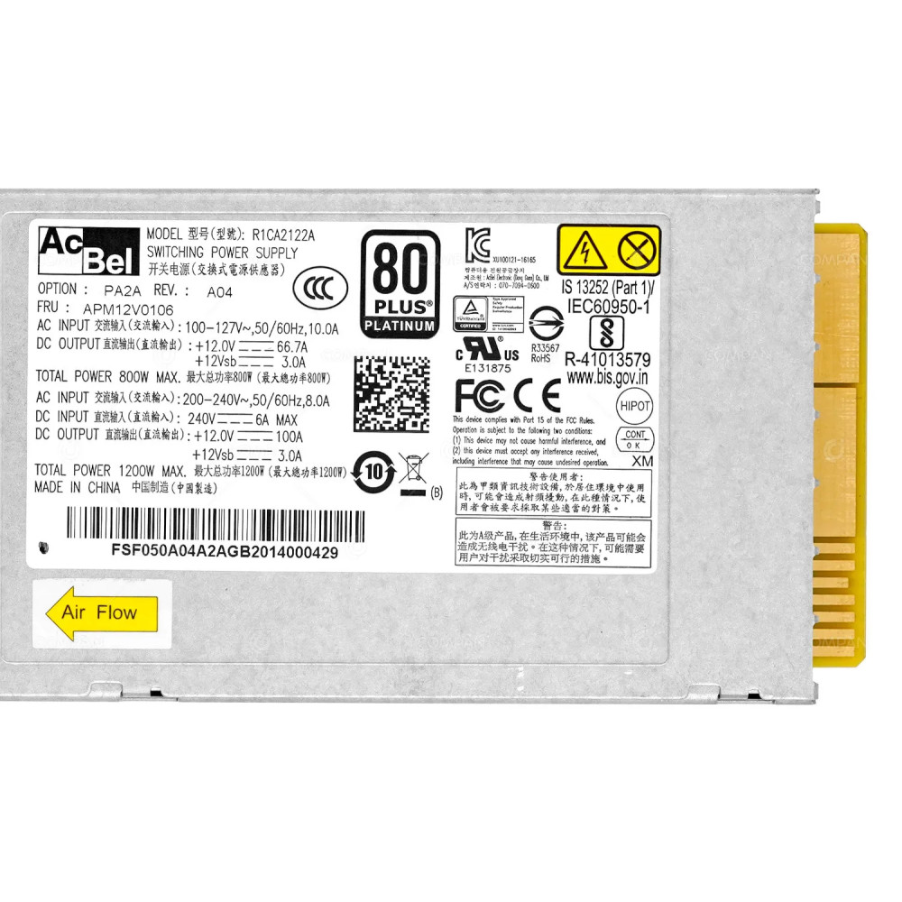 APM12V0106  ACBEL POWER SUPPLY 800W 80+ PLATINUM FOR DDN SS9012