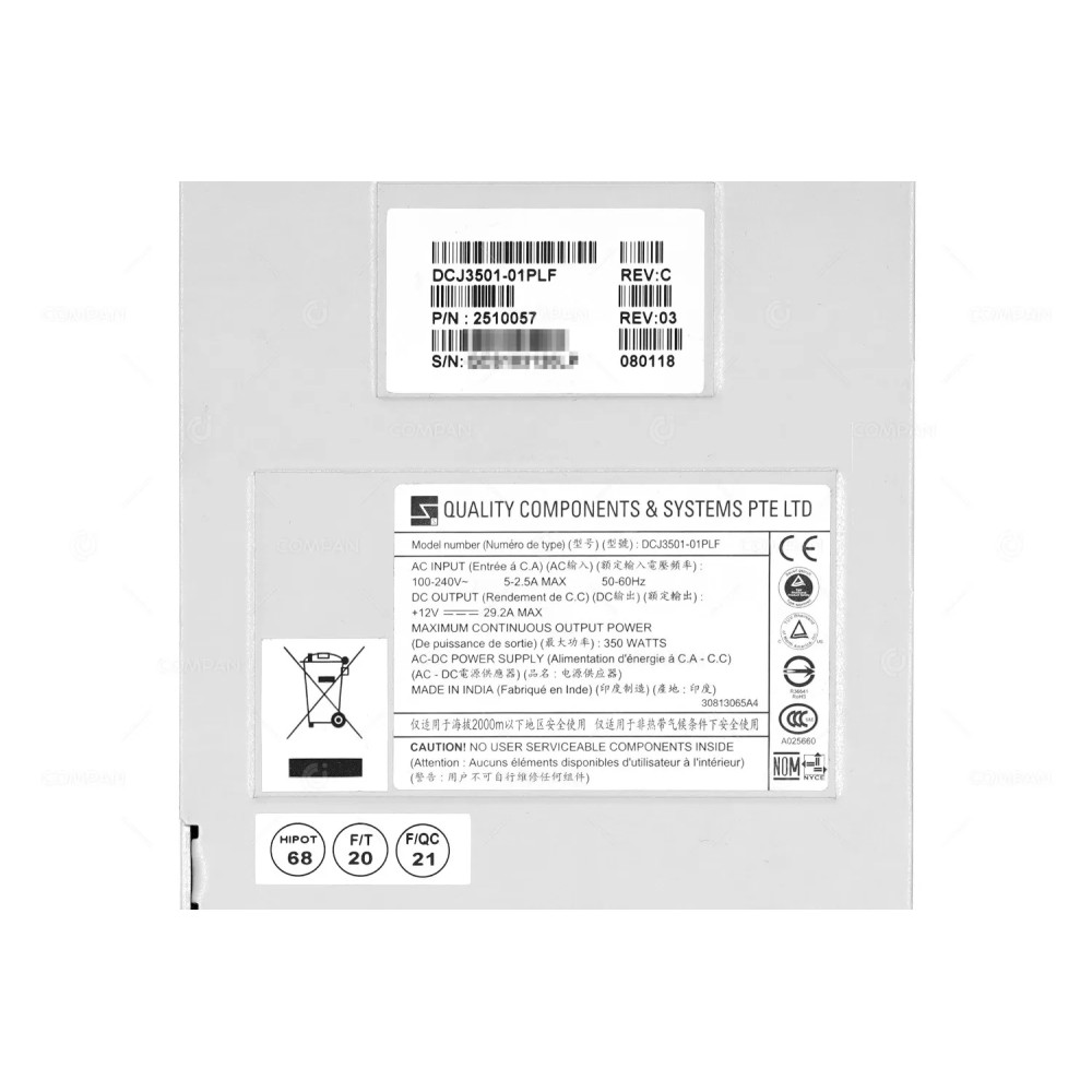 DCJ3501-01PLF  ARUBA 350W POWER SUPPLY