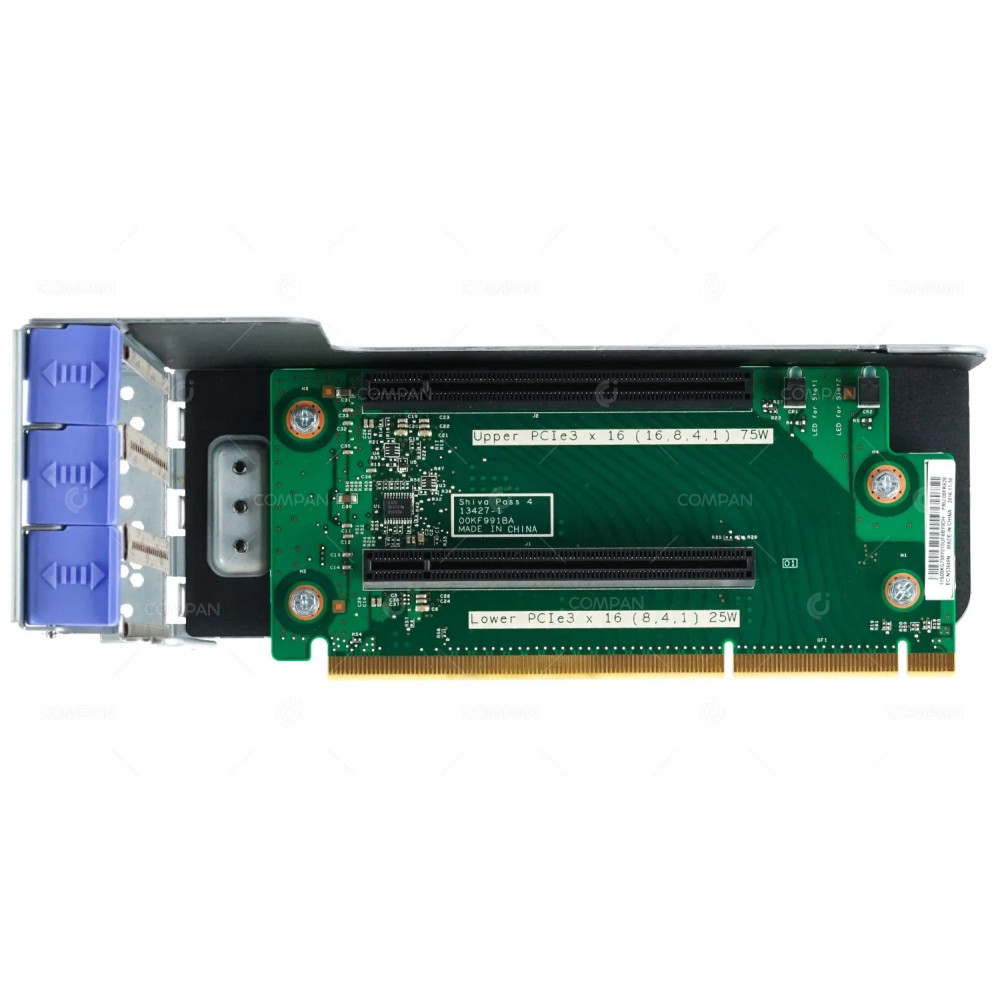 00FK628 IBM RISER CARD DUAL SLOT UPPER PCIE3 X16 (16,8,4,1) 75W, LOWER PCIE3 X16 (8,4,1) 25W WITH CAGE FOR IBM X3650 M5