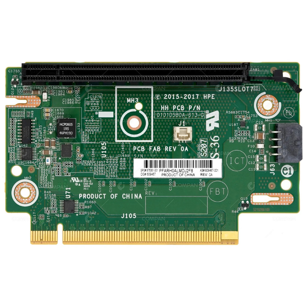 875061-001 HP SLOT 7 SINGLE SLOT X16 PCIE TERTIARY RISER FOR DL380 G10 809467-001