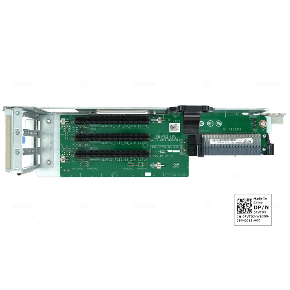 FVT03 DELL RISER 3 CARD 3 SLOT PCIE 3.0 3X16 FOR R940 0FVT03, J57TW