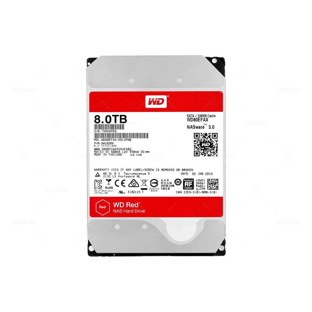 WD80EFAX WD RED 8TB LFF 3.5 6G SATA 5.4K 256MB CACHE NAS HARD DRIVE WD80EFAX-68LHPN0, 2W10209