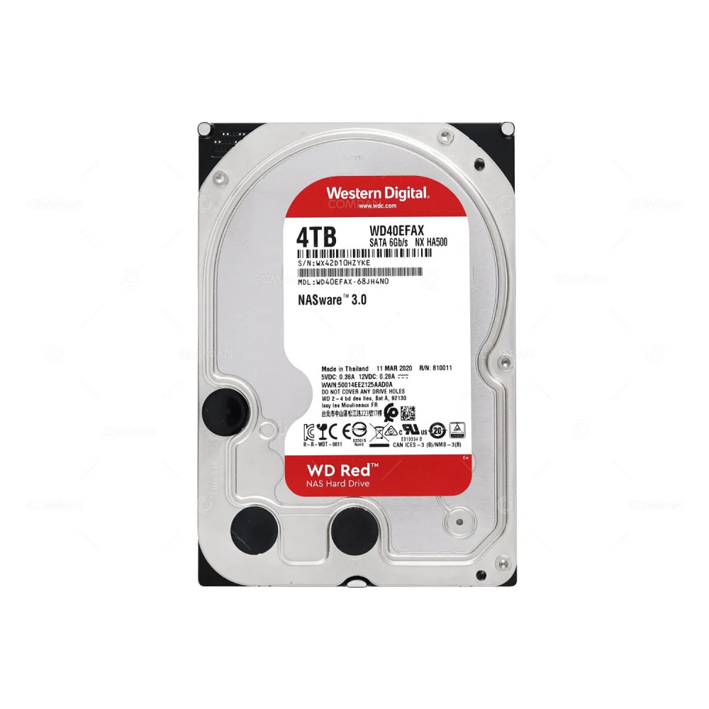 WD40EFAX WD RED 4TB 6G SATA 5.4K 3.5 LFF 256MB CACHE NAS HARD DRIVE NASWARE 3.0 NX HA500