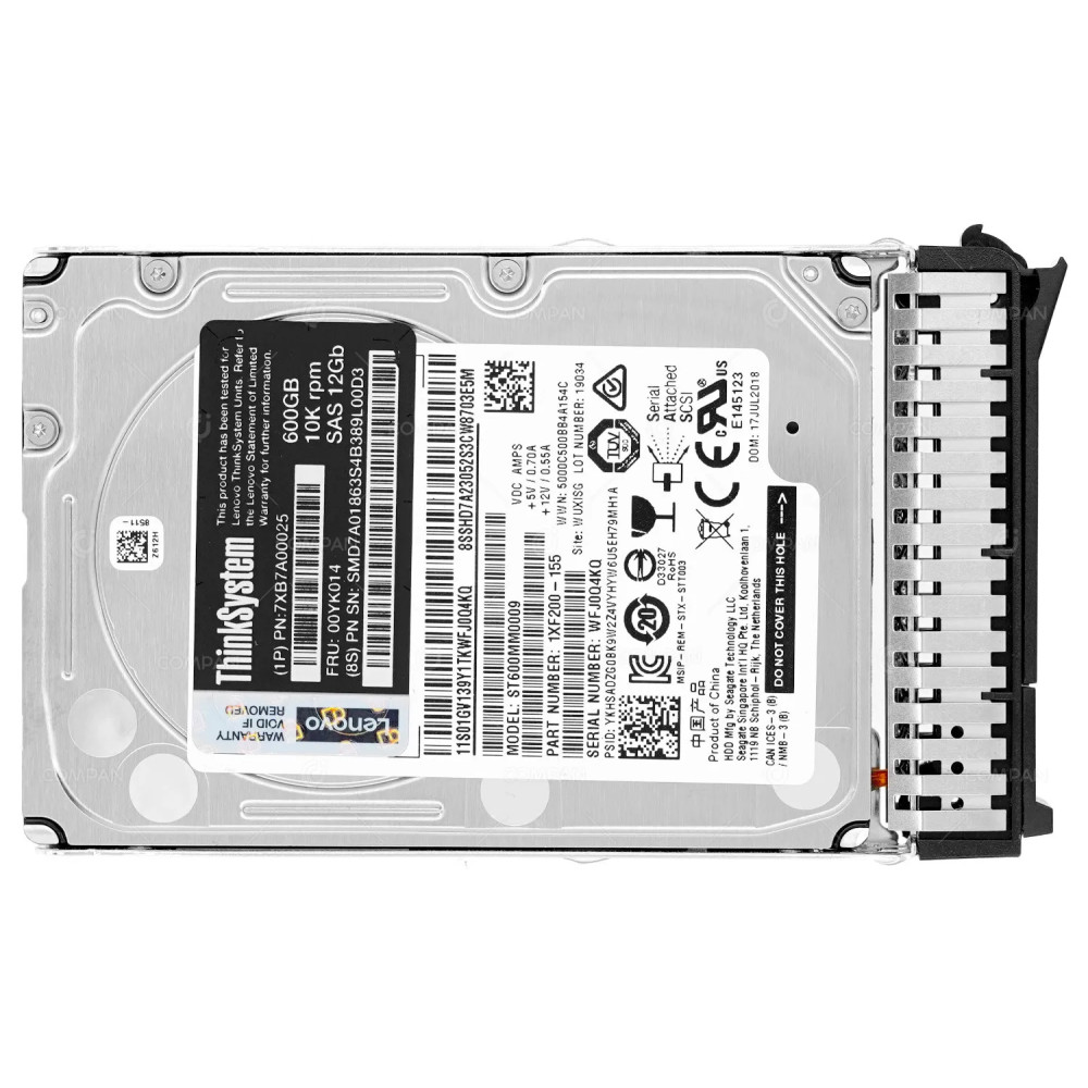 00YK014 LENOVO THINKSYSTEM 600GB 10K 12G SAS 2.5 SFF HARD DRIVE 1P7XB7A00025, 1XF200-155, ST600MM0009