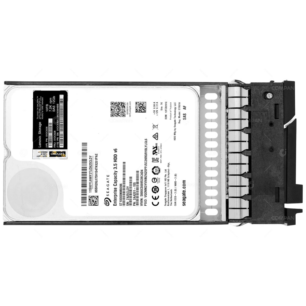01DC628 LENOVO 10TB 7.2K 12G SAS 3.5 LFF HDD FOR THINKSYSTEM DS2200 1P01DC626, ST10000NM0096, 2AA201-155