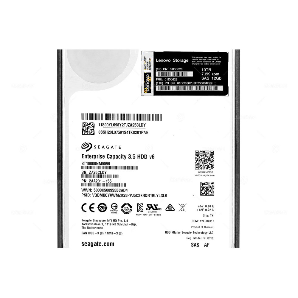 01DC628 LENOVO HDD 10TB 7.2K SAS 12G 3.5" LFF FOR LENOVO THINKSYSTEM DS2200