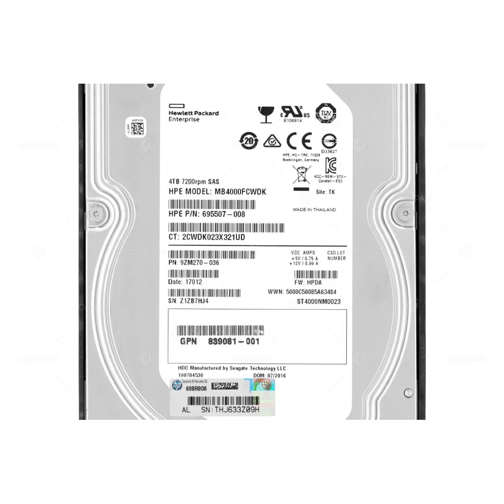 844894-001 HP HDD 4TB 7.2K SAS 6G 3.5" LFF FOR HPE STOREONCE