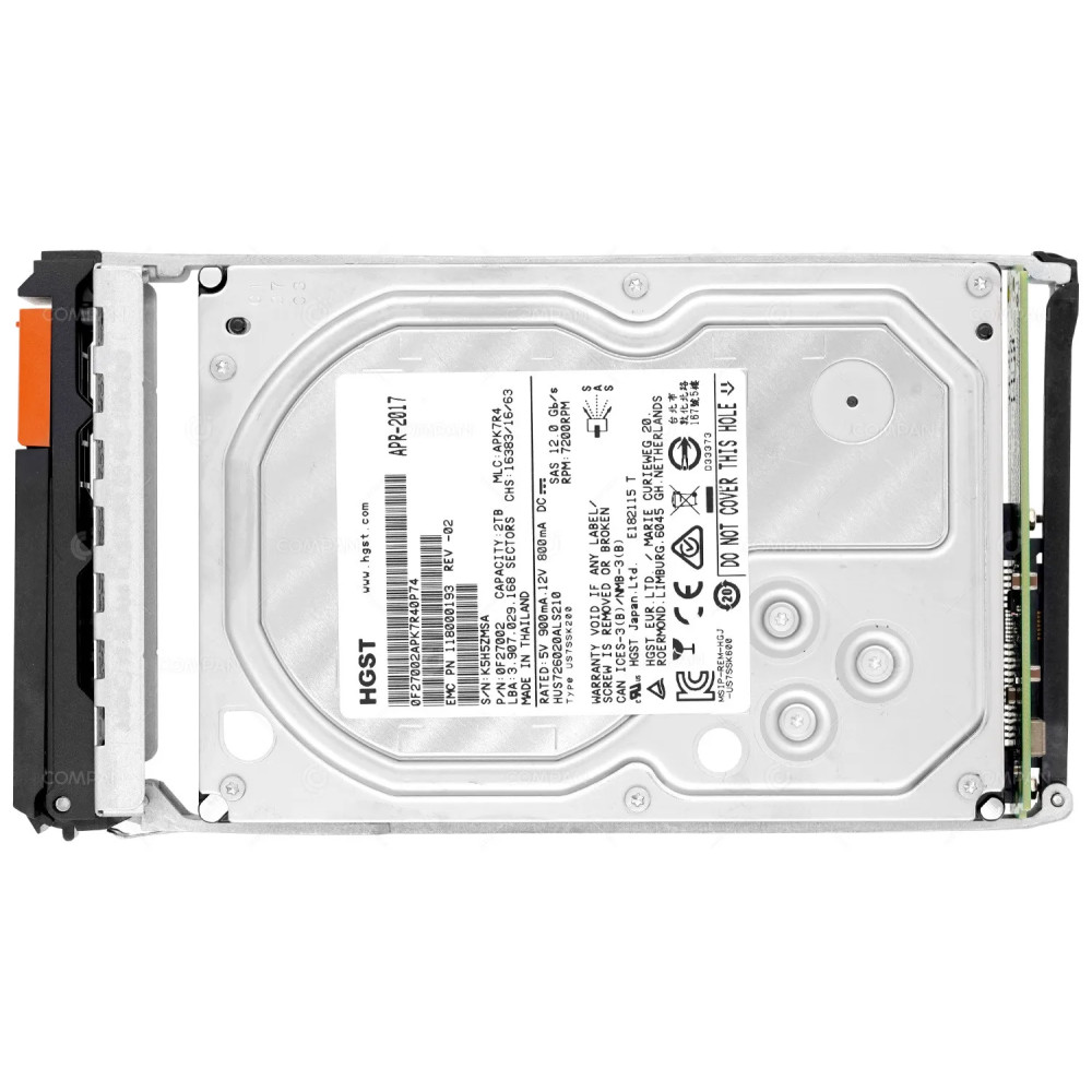 005051924 EMC HDD 2TB 7.2K SAS 6G 3.5" LFF FOR EMC DATADOMAIN 6300