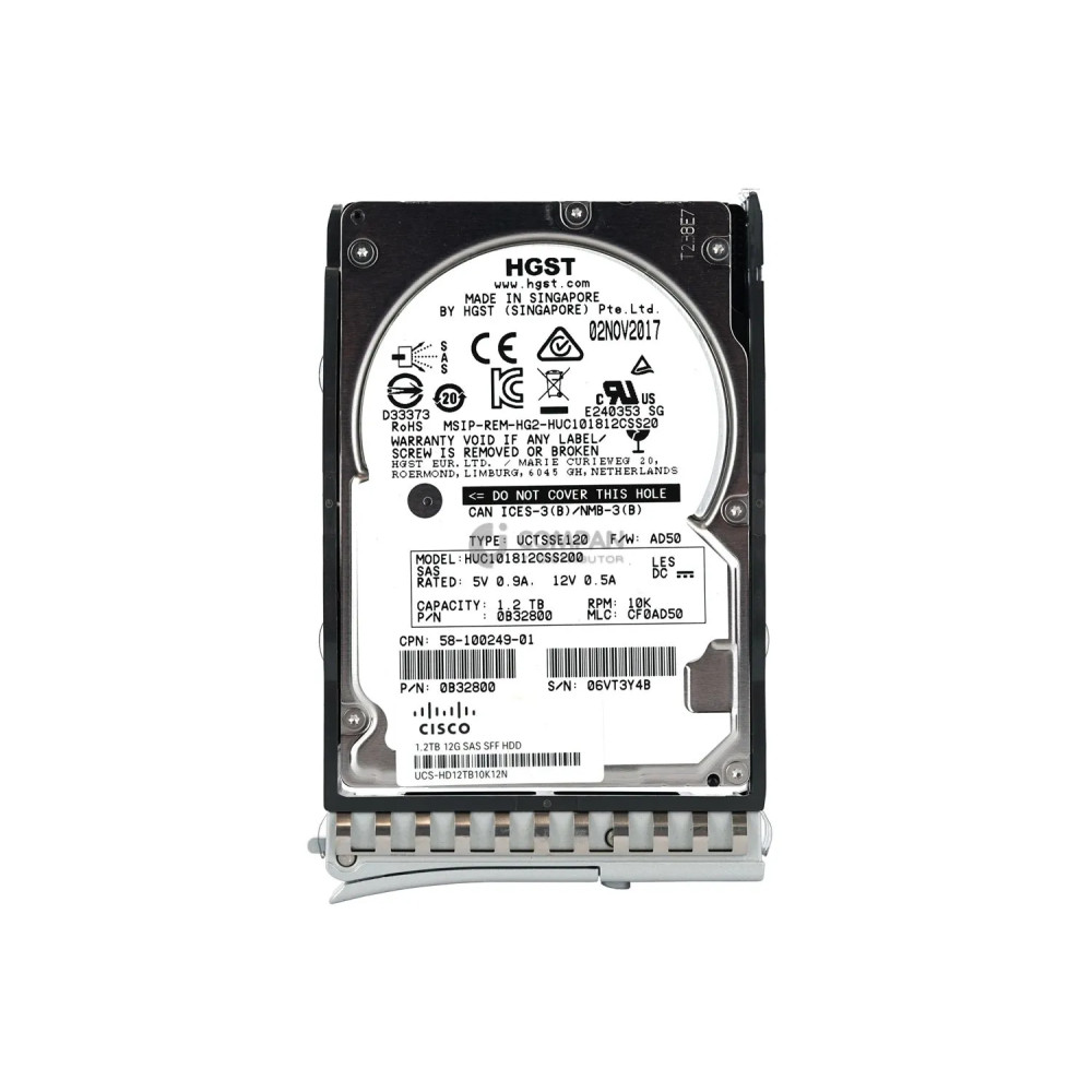 UCS-HD12TB10K12N CISCO 1.2TB 10K 12G SAS 2.5 SFF FOR USC-C240 M5 HUC101812CSS200, 58-100249-01, ST1200MM0009, 1XH200-175 001