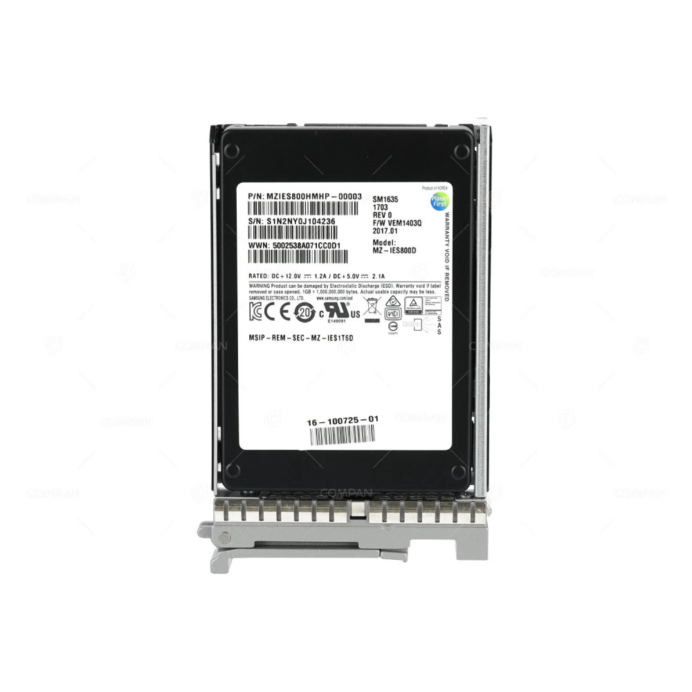 UCS-SD800G12S4-EP CISCO SOLID STATE DRIVE 800GB 12G SAS SM1635 2.5 SFF SSD FOR HX240C UCS C240 M4 16-100725-01, MZIES800HMHP-00003, MZ-IES800D, SM1635