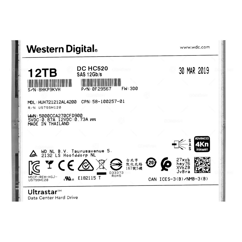 UCS-S3260-HD12T  CISCO HARD DRIVE 12TB 12G 7.2K 3.5 LFF SAS FOR STORAGE S3260