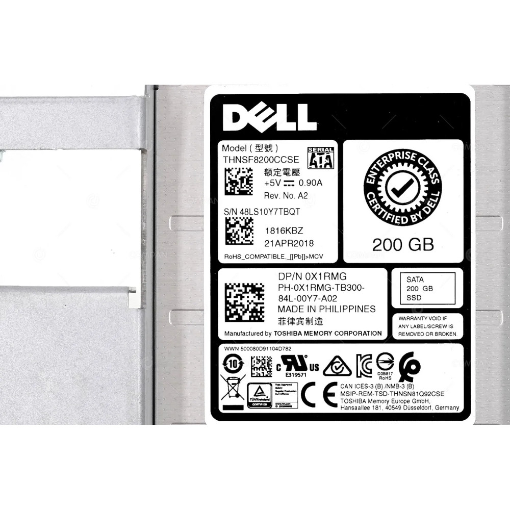 X1RMG G14 LFF  DELL 200GB 6G SATA 3.5 LFF SSD G14