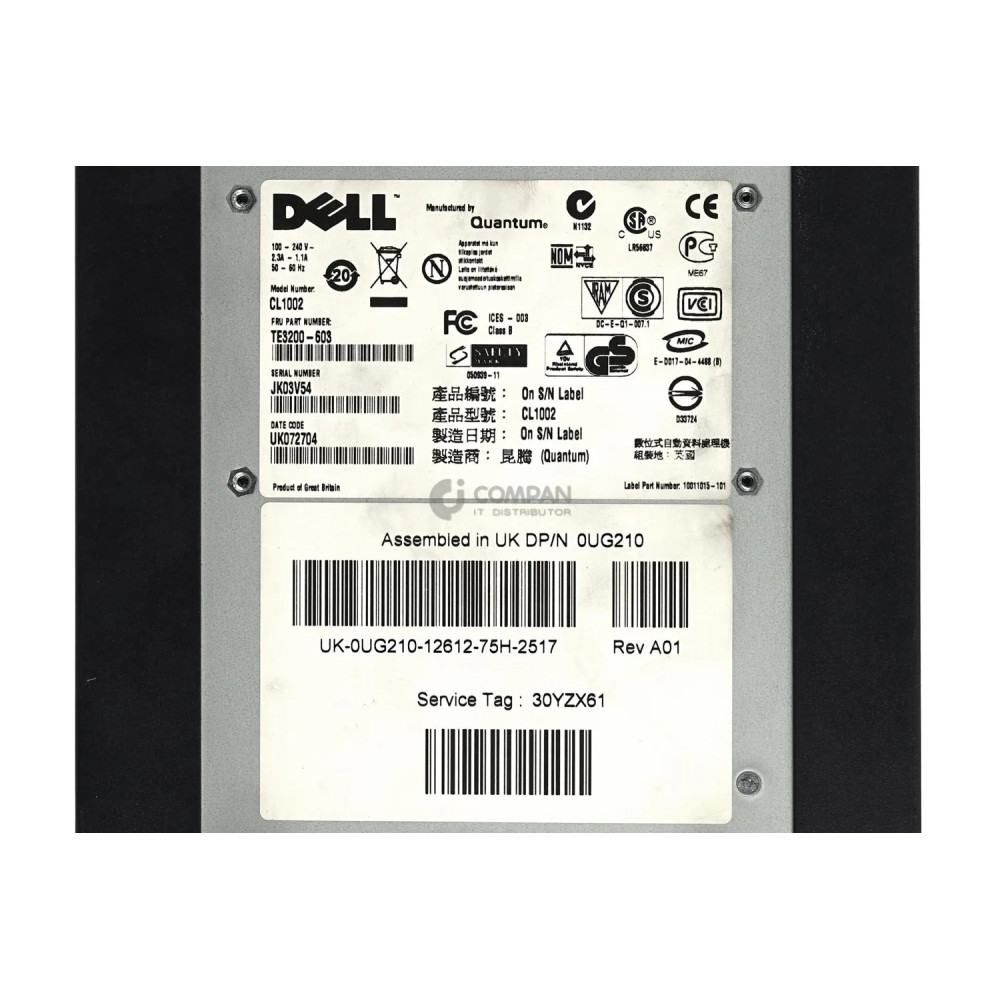 UG210 DELL LTO2 SCSI LVD EXTERNAL TAPE DRIVE FOR DELL POWERVAULT 110T