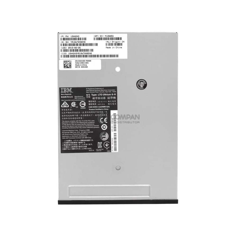 341K0 DELL LTO6 HH SAS V2 INTERNAL TAPE DRIVE 12X4243, 0341K0, 39U3430