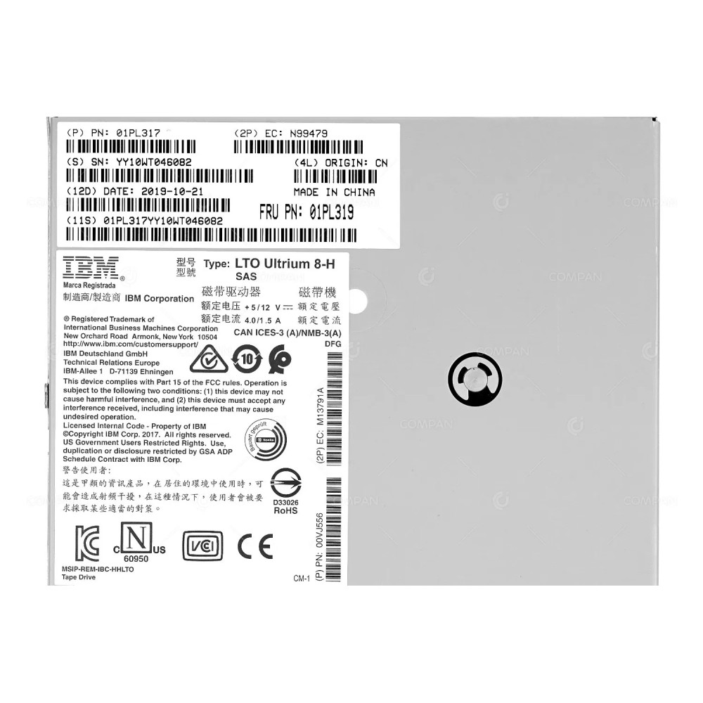 01PL319  IBM HH ULTRIUM LTO-8 SAS TAPE DRIVE FOR TS2280