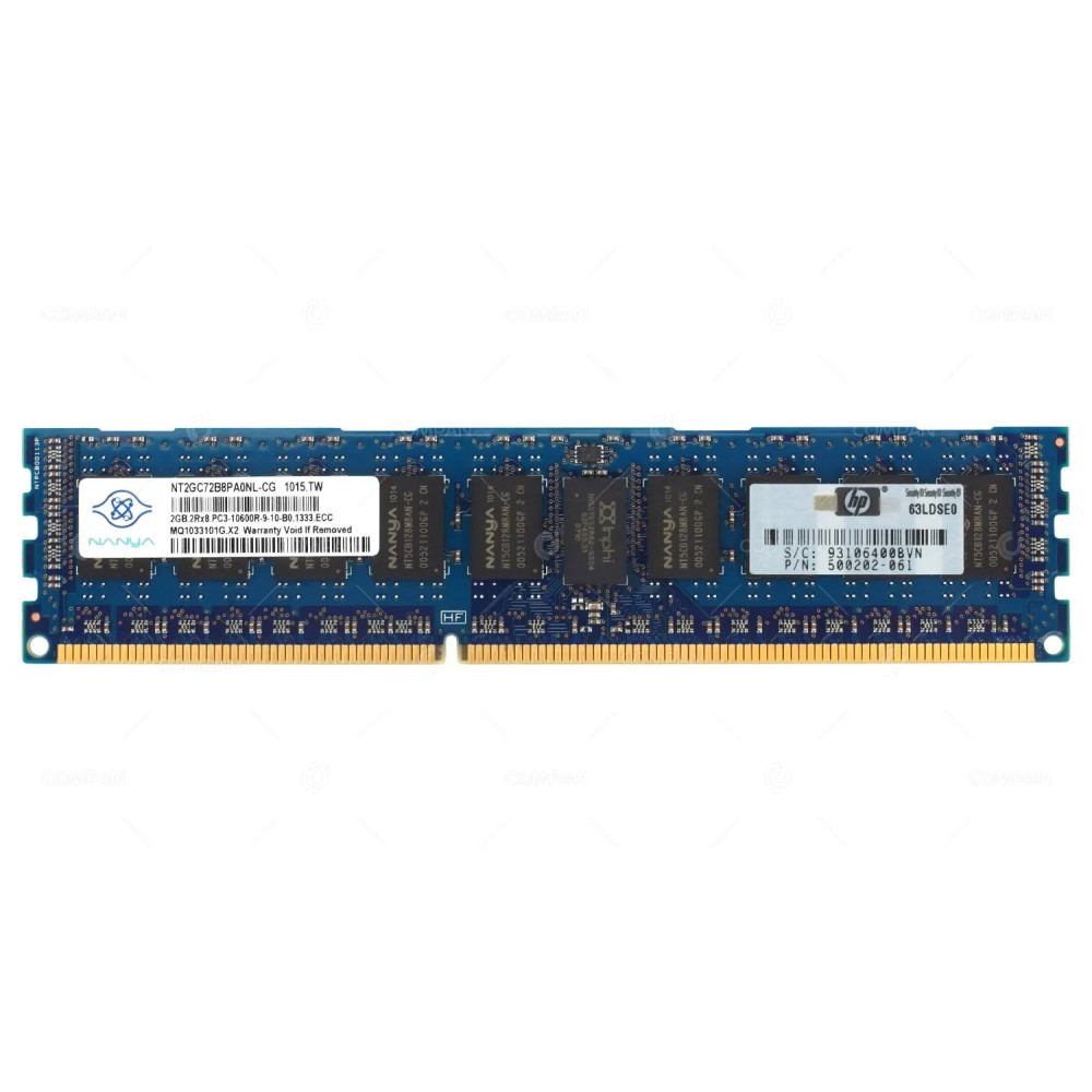 500202-061 HP MEMORY 2GB 2RX8 PC3 10600R DDR3 - 501533-001, 500656-B21