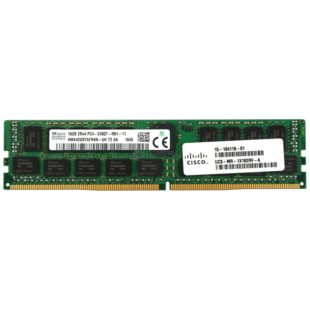 15-104116-01 CISCO MEMORY 16GB 2RX4 PC4 2400T DDR4 19200T - UCS-MR-1X162RV-A, HMA42GR7AFR4N-UH