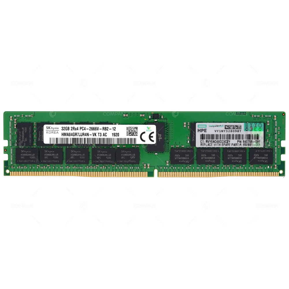 840758-091 / HPE 32GB 2RX4 PC4 2666V 2666MHZ PC4 21300V / 850881-001, 815100-B21