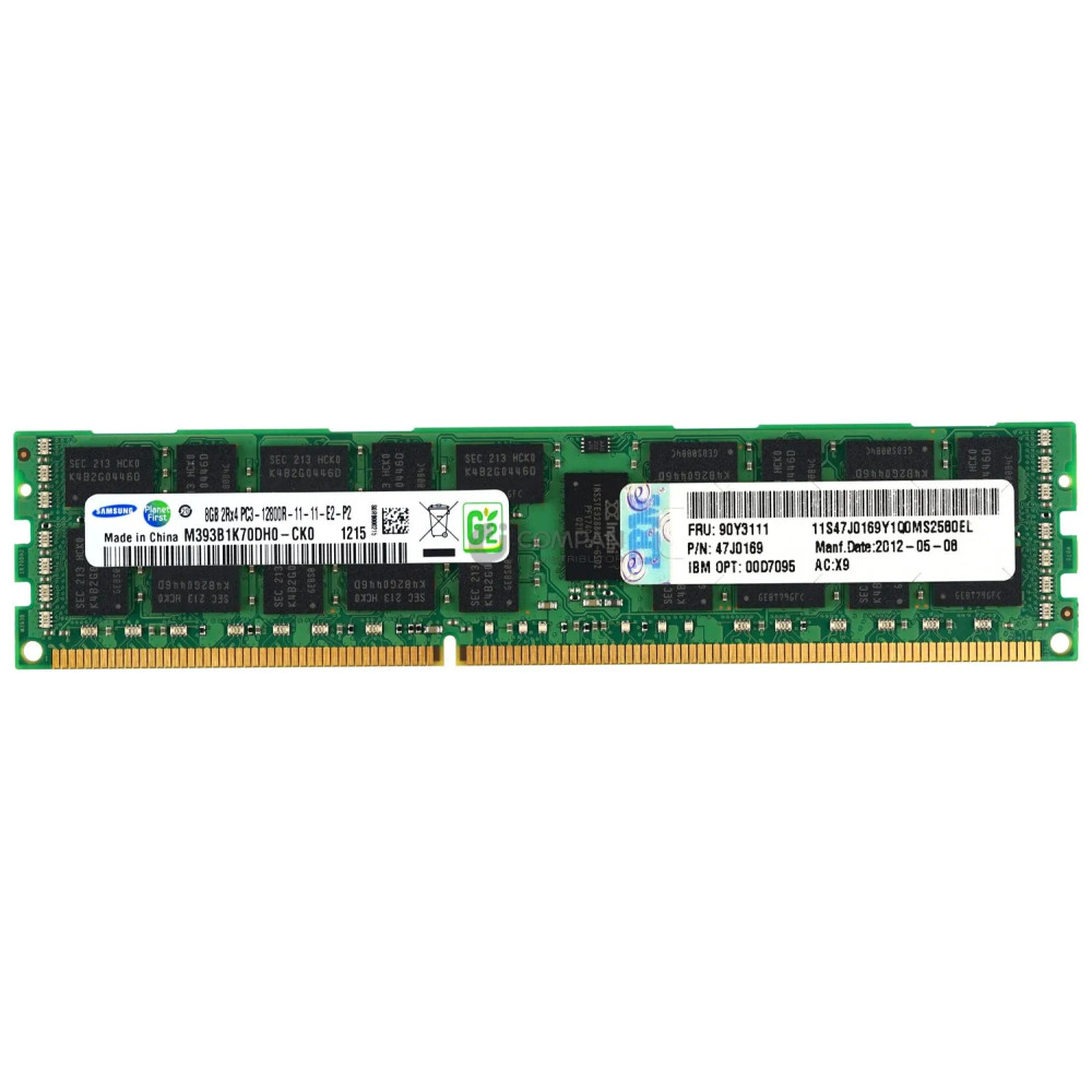 90Y3111 IBM MEMORY 8GB 2RX4 PC3-12800R  DDR3 - 47J0169, 00D7095
