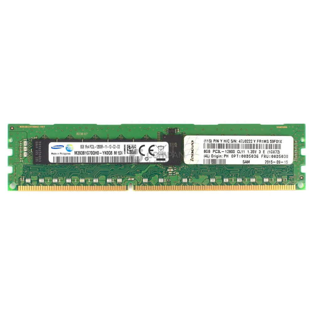 00D5038 LENOVO 8GB 1RX4 PC3L 12800R DDR3 1600 MEMORY - 00D5036