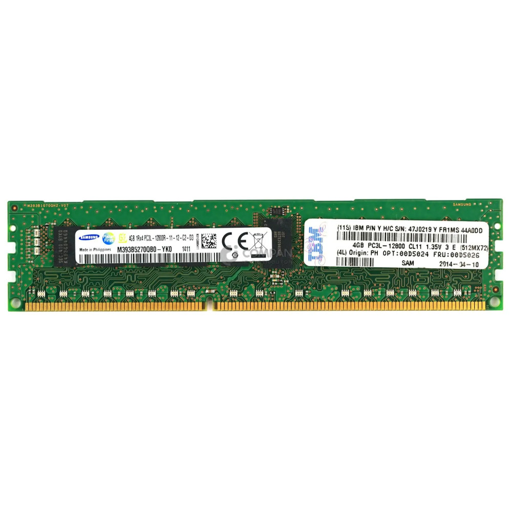 00D5026 IBM 4GB 1RX4 PC3L 12800R DDR3 1600 MEMORY - 00D5024