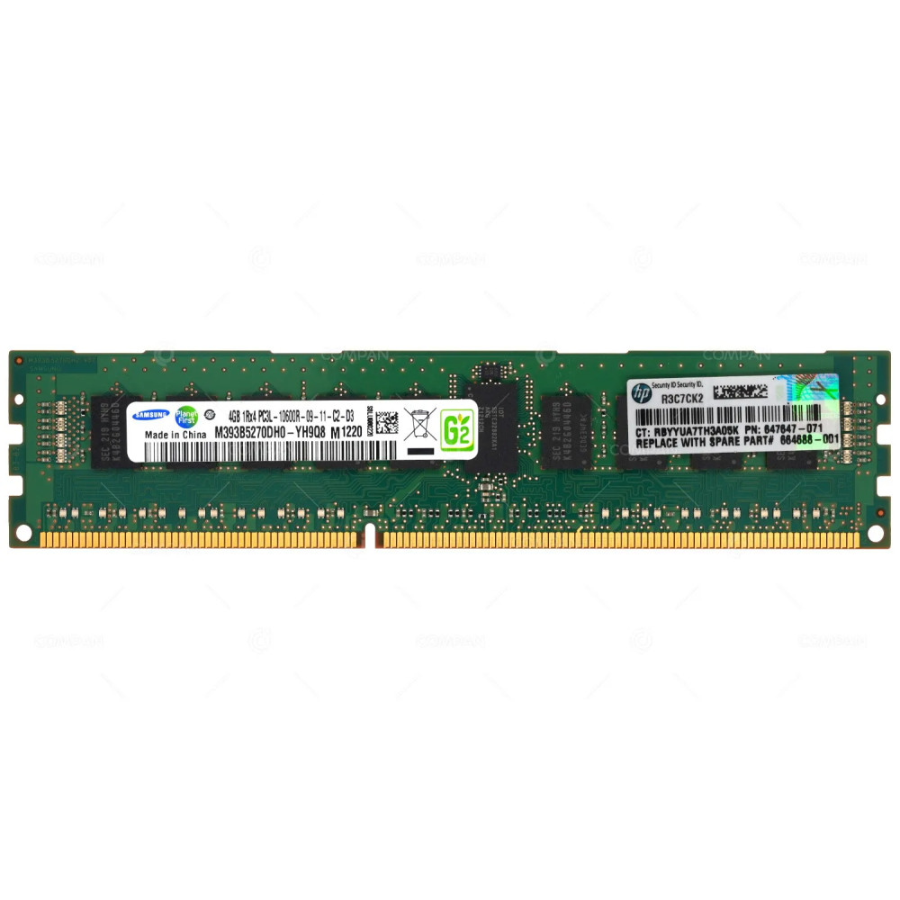 647647-071 HP DDR3 4GB 1RX4 PC3L-10600 1333MHZ RDIMM