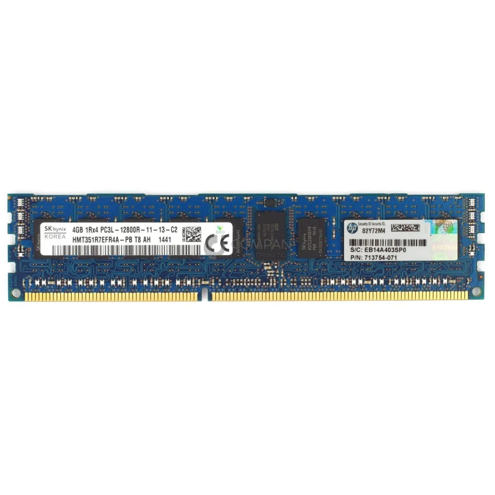 713754-071 HP 4GB 1RX4 PC3L 12800R DDR3 1600 MEMORY - 715282-001, HMT351R7EFR4A-PB, MT18KSF51272PZ-1G6K1