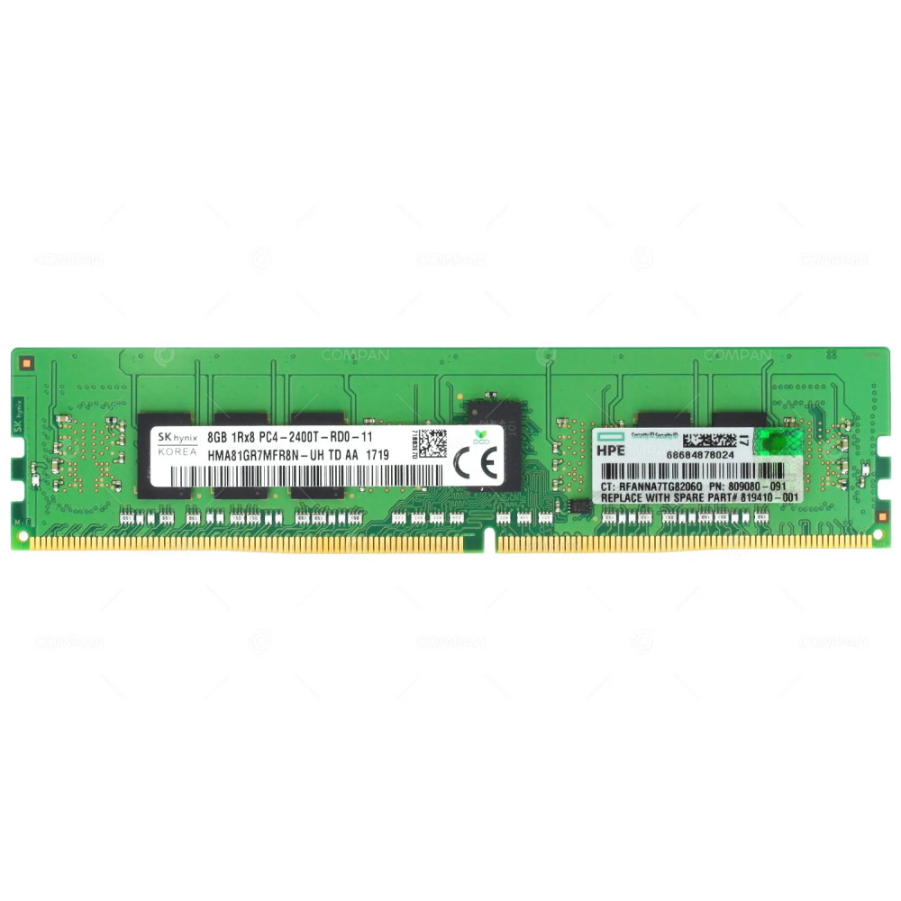 809080-091 HP DDR4 8GB 1RX8 PC4-19200 2400MHZ RDIMM