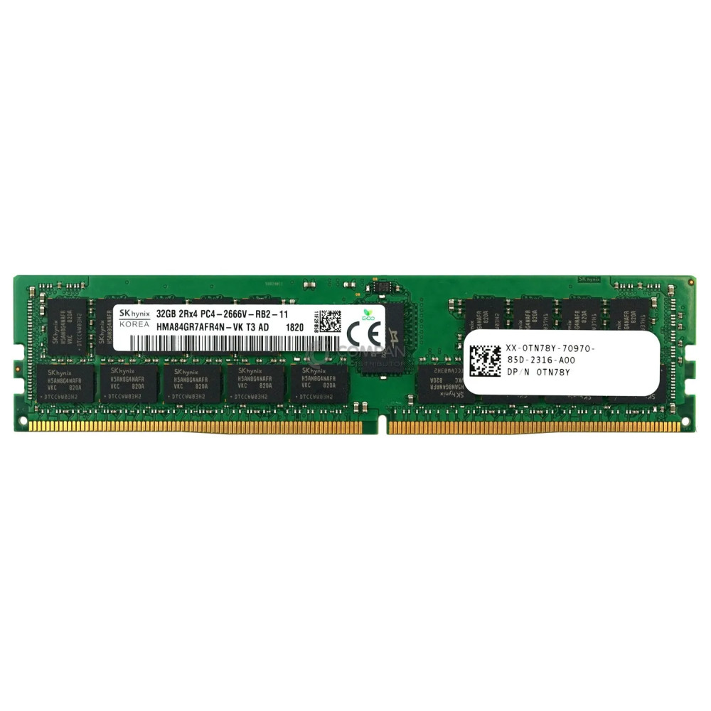 TN78Y DELL MEMORY 32GB 2RX4 PC4-2666V-RB2-11 DDR4 21300V