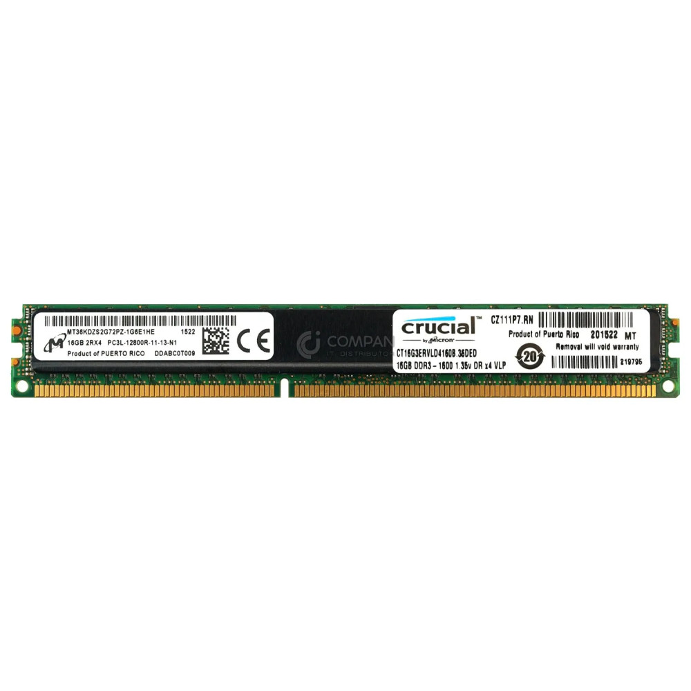 CT16G3ERVLD4160B-36DED CRUCIAL MEMORY 16GB 2RX4 PC3L 12800R DDR3L-1600 VLP RDIMM LOW PROFILE
