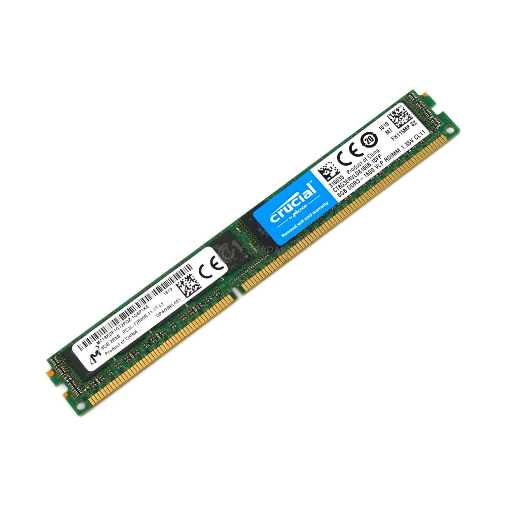 CT8G3ERVLD8160B-18FP CRUCIAL MEMORY 8GB 2RX8 PC3L 12800R DDR3-1600 VLP RDIMM LOW PROFILE - MT18KDF1G72PDZ-1G6P1