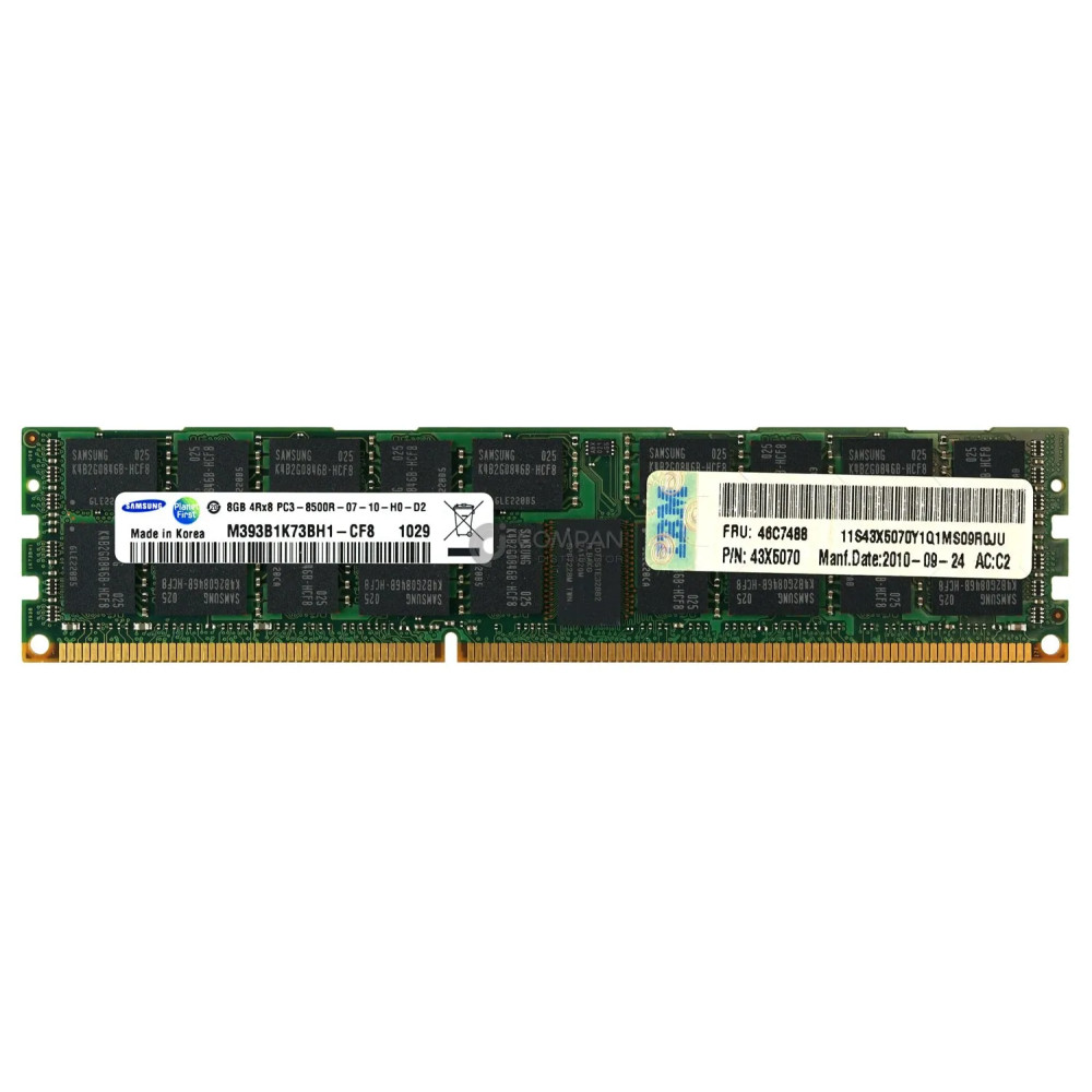 46C7488 IBM MEMORY 8GB 4RX8 PC3-8500R DDR3 43X5070, HMT31GR7AFR8C-G7