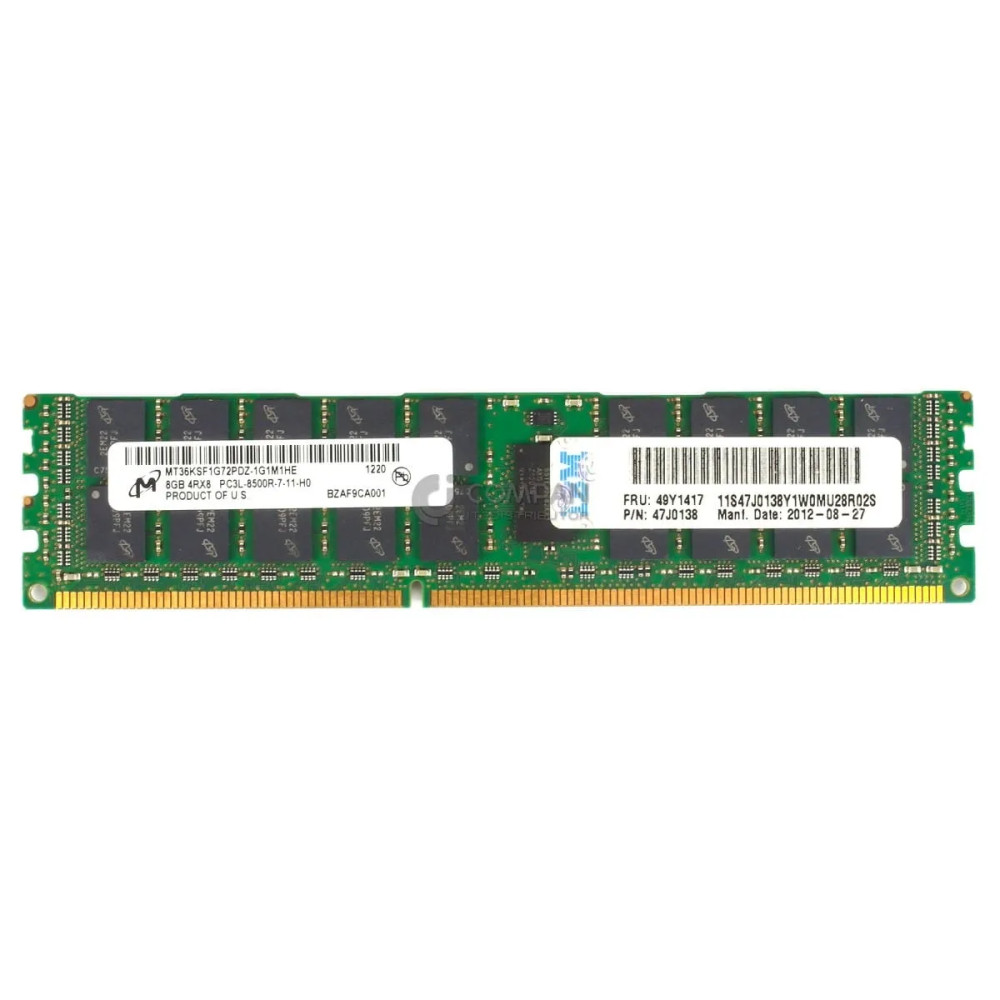 49Y1417 IBM MEMORY 8GB 4RX8 PC3L 8500R DDR3 1066 49Y1399,47J0138,MT36KSF1G72PDZ-1G1M1, HMT31GR7EFR8A-G7