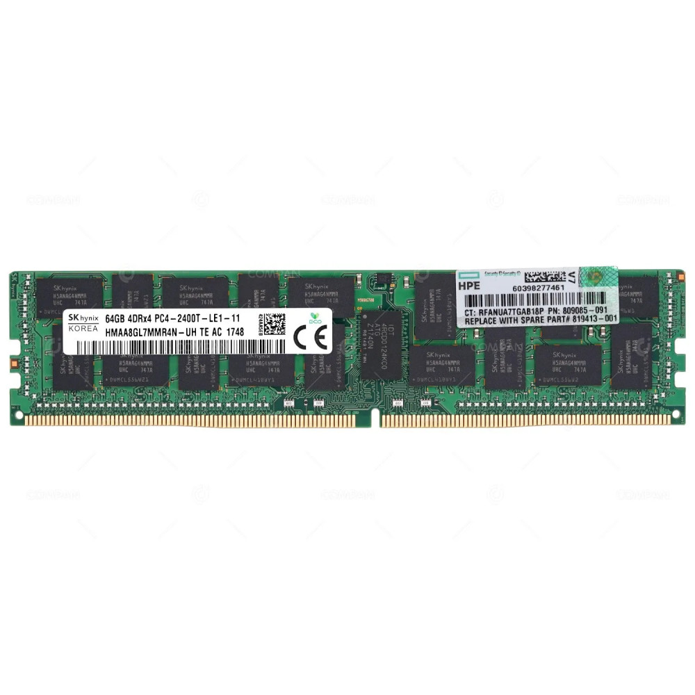 809085-091 HP MEMORY 64GB 4DRX4 PC4 2400T 2400MHZ LRDIMM 819413-001